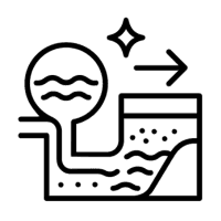 Ikona symbolizująca kanał lub system wodny z zaznaczonym przepływem – czyszczenie infrastruktury technicznej.