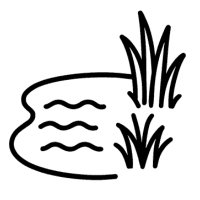 Symboliczna ikona przedstawiająca zbiornik wodny z oczyszczoną linią brzegową – przygotowanie akwenu przed sezonem