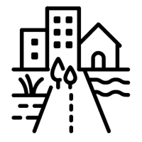 Symboliczna ikona przedstawiająca krajobraz z drogą i zabudową – prace przygotowawcze pod inwestycje infrastrukturalne i terenowe