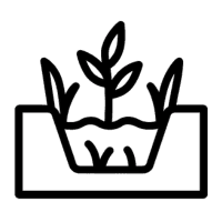 Symboliczna ikona przedstawiająca prosty rów z roślinnością wewnątrz – udrażnianie zarośniętych rowów melioracyjnych